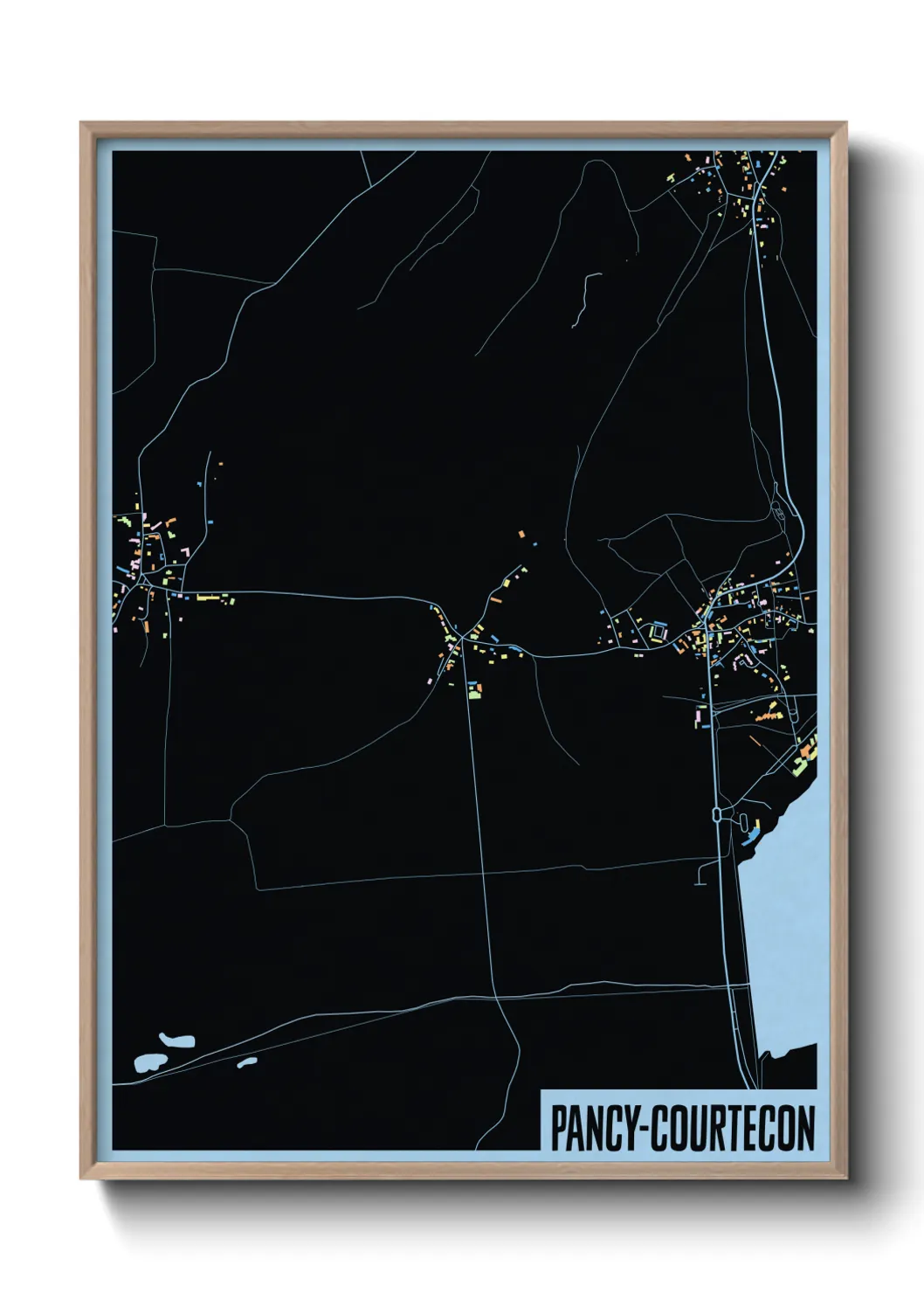 Une affiche de carte sur Pancy-Courtecon