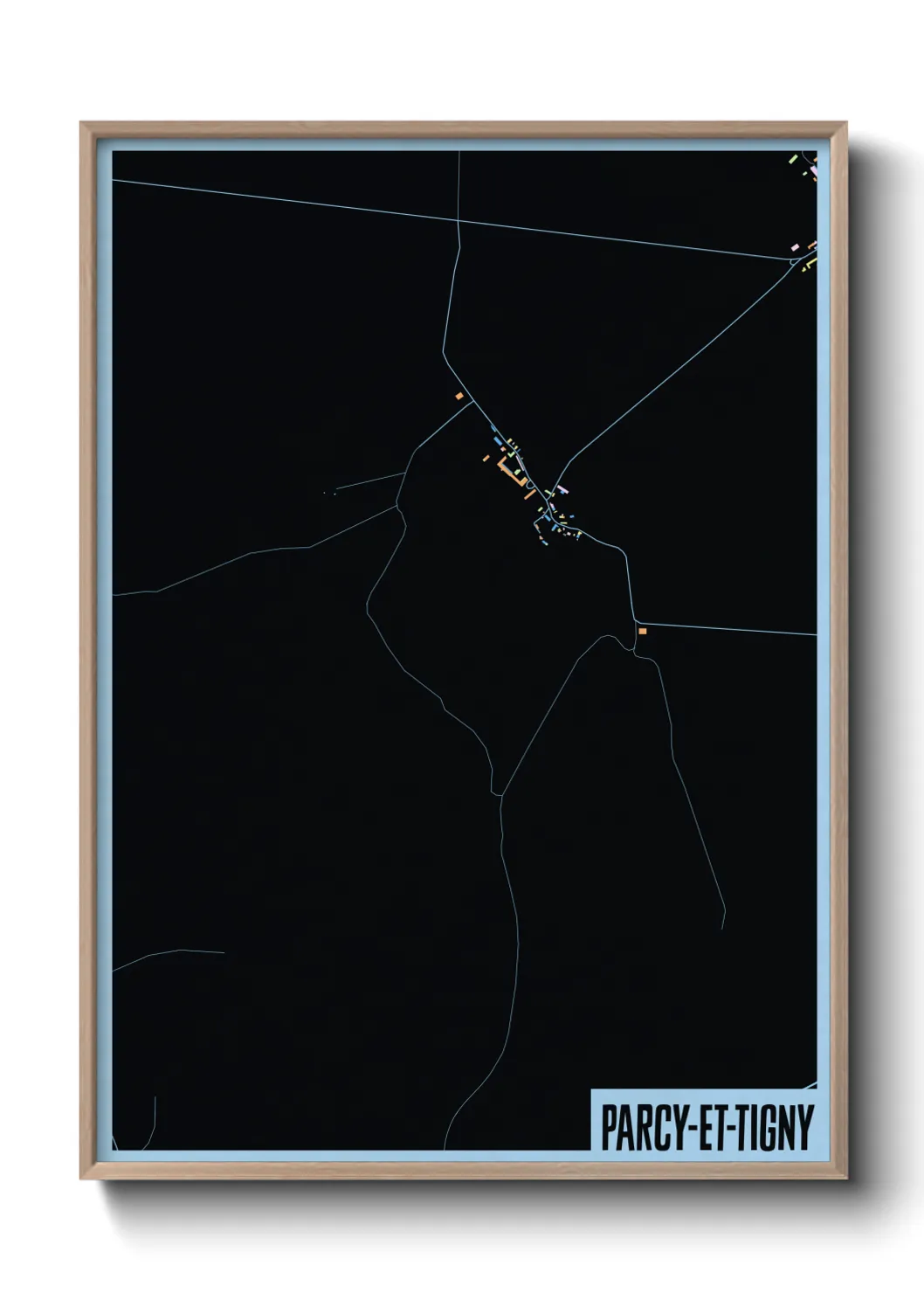 Une affiche de carte sur Parcy-et-Tigny