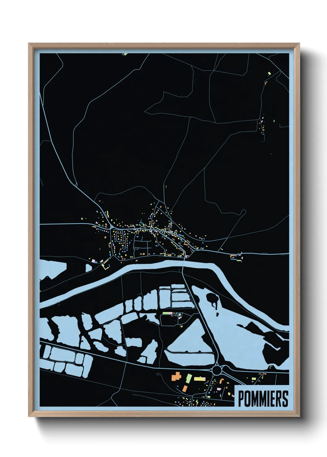 Une affiche de carte sur Pommiers