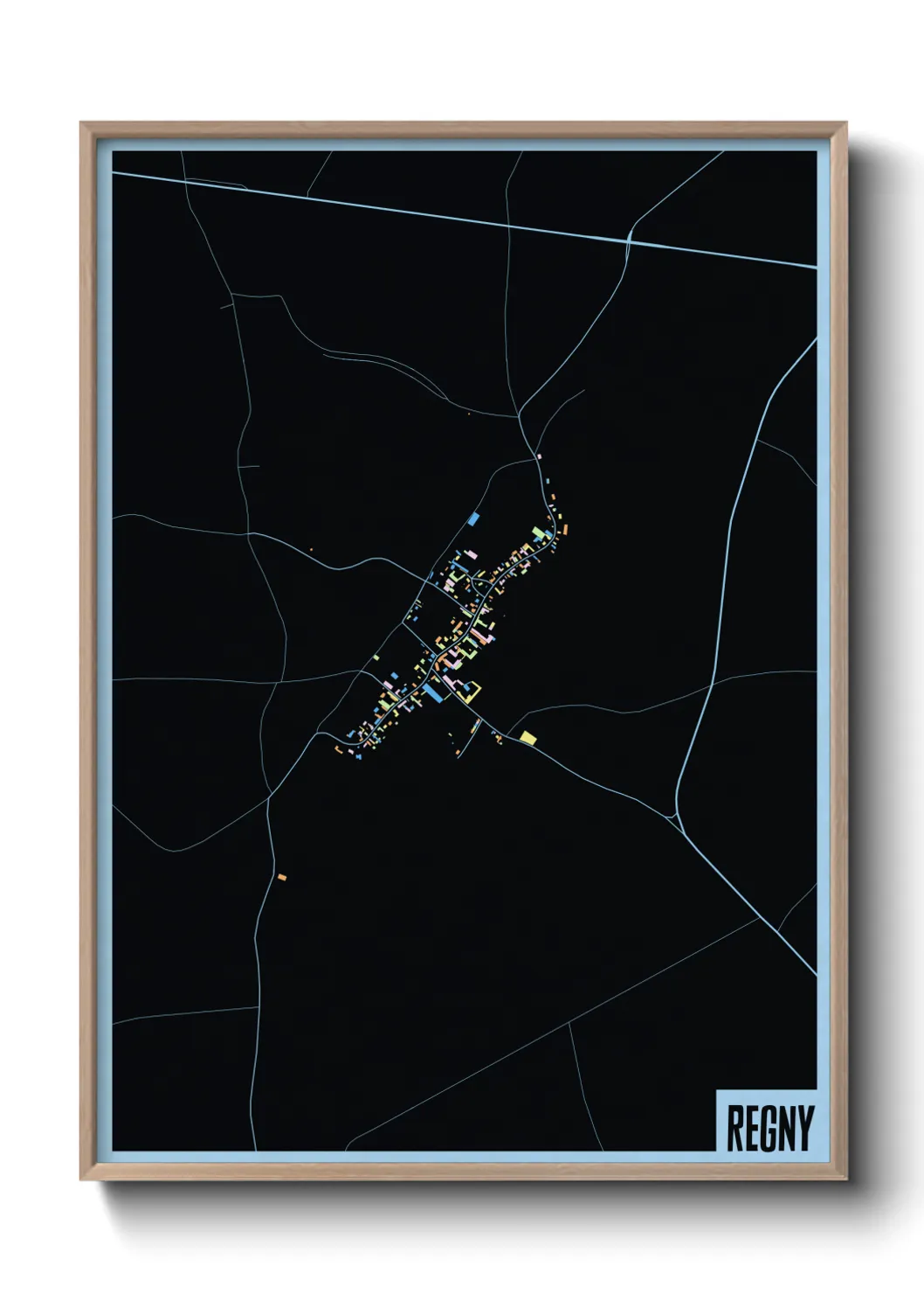 Une affiche de carte sur Regny