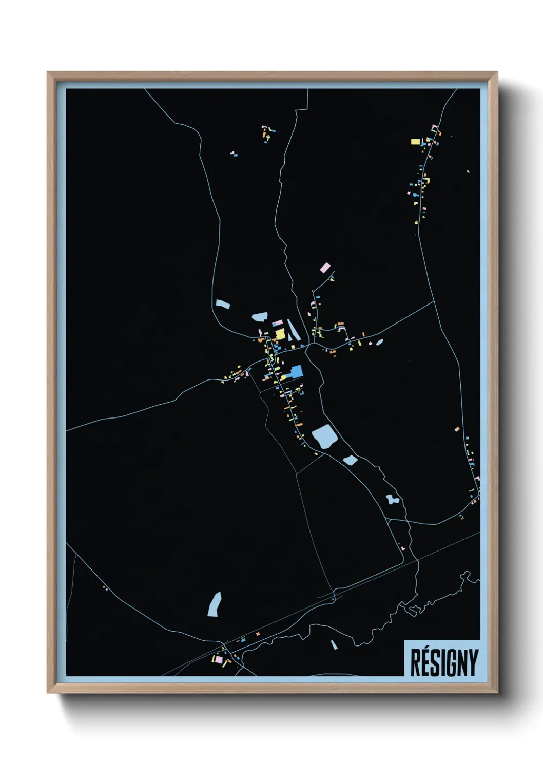 Une affiche de carte sur Résigny