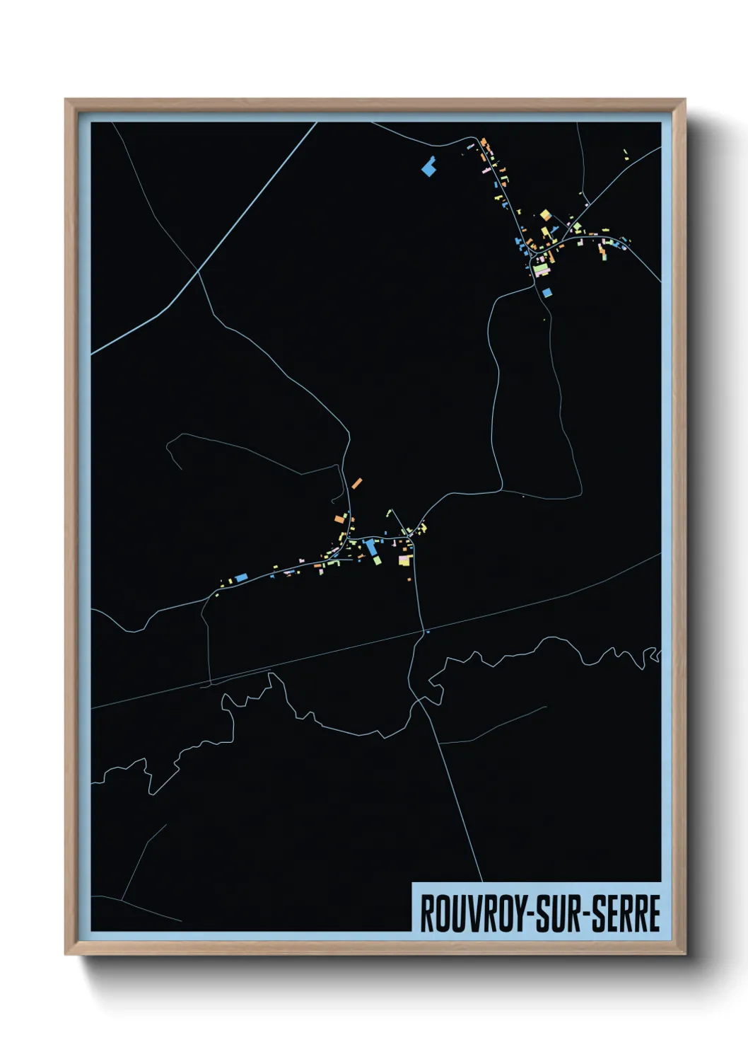 Une affiche de carte sur Rouvroy-sur-Serre