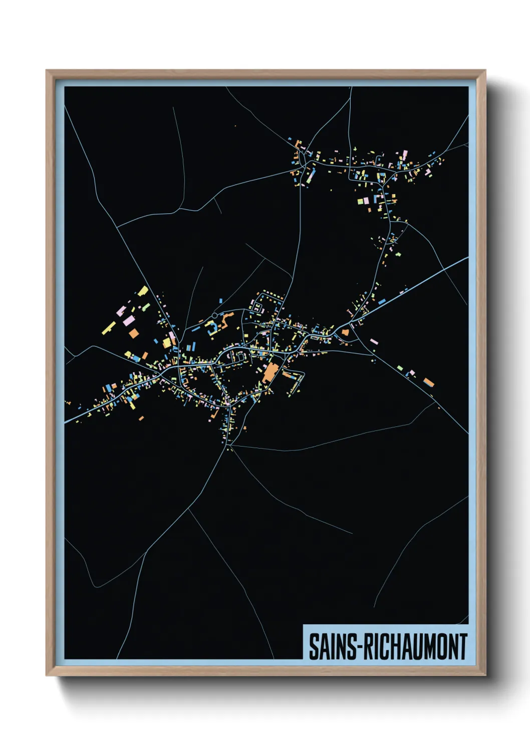 Une affiche de carte sur Sains-Richaumont