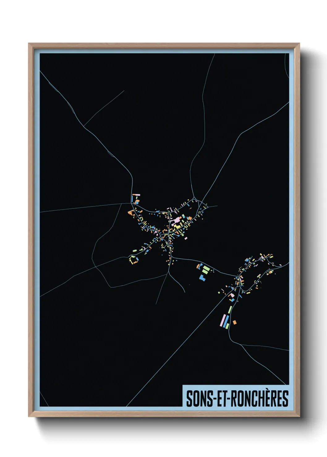 Une affiche de carte sur Sons-et-Ronchères