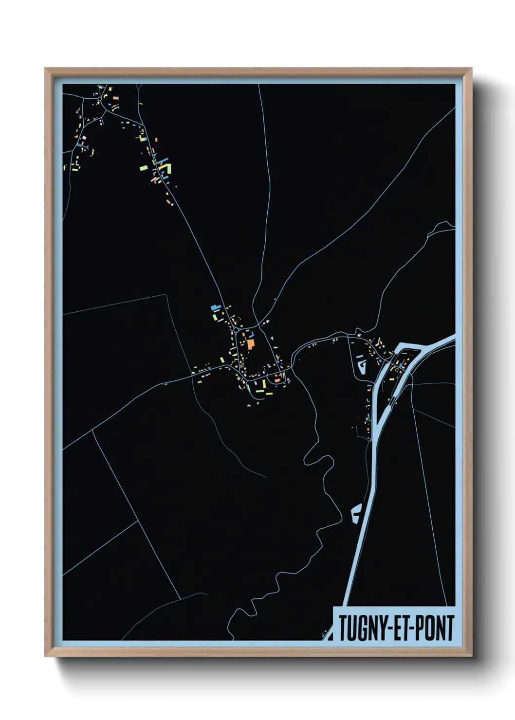 Une affiche de carte sur Tugny-et-Pont