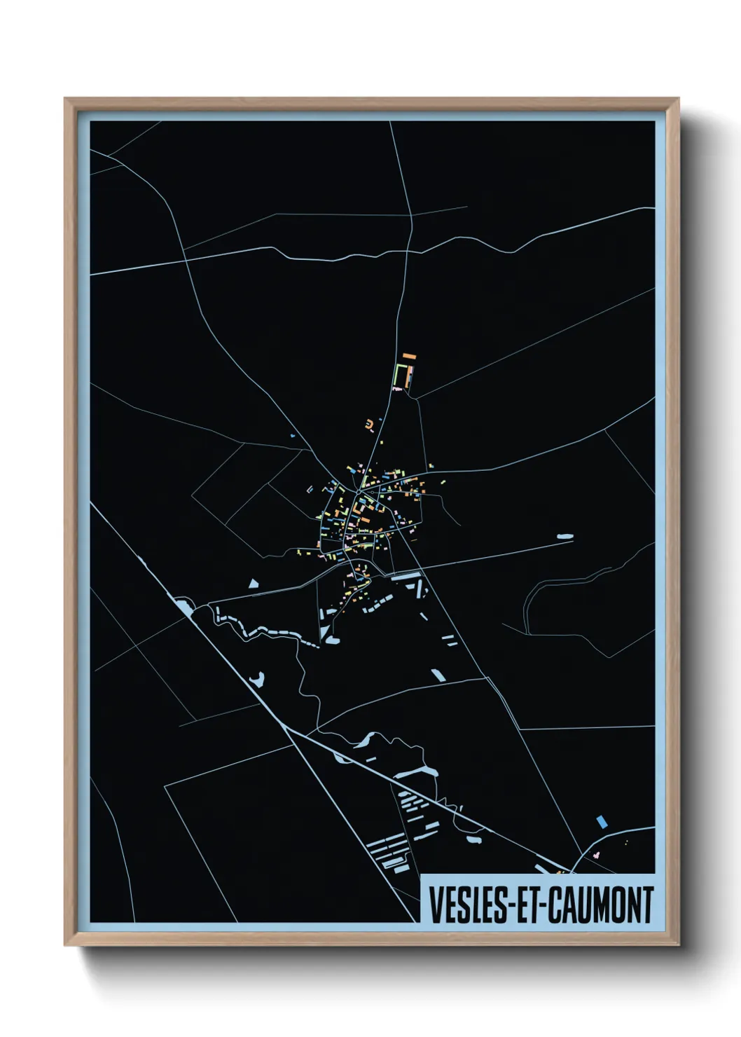 Une affiche de carte sur Vesles-et-Caumont