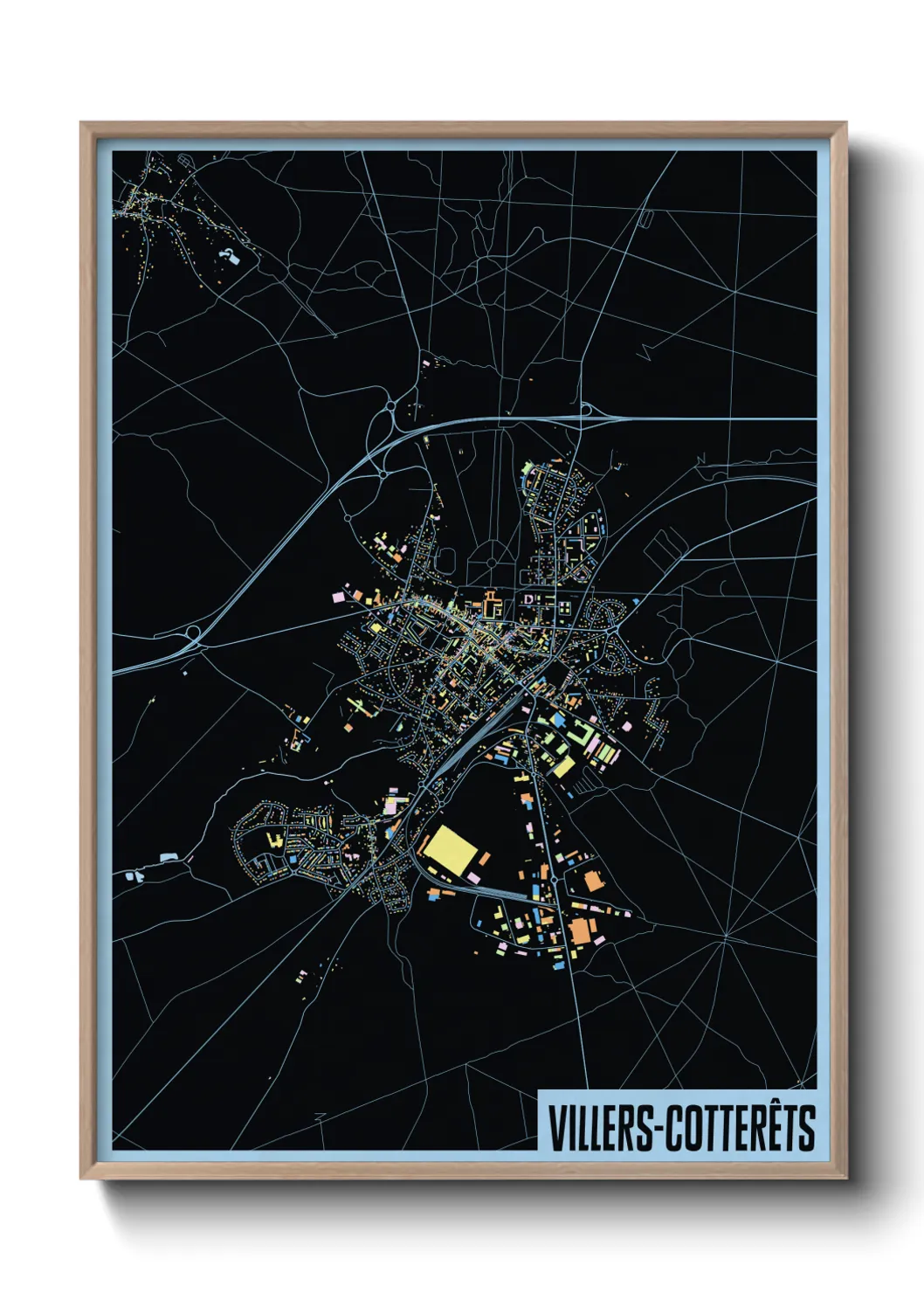 Une affiche de carte sur Villers-Cotterêts