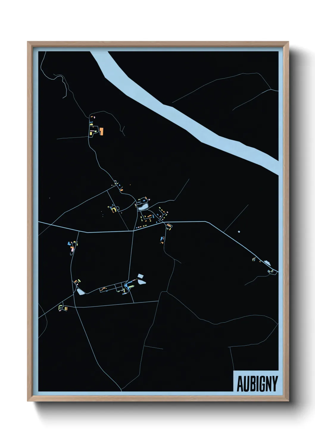 Une affiche de carte sur Aubigny