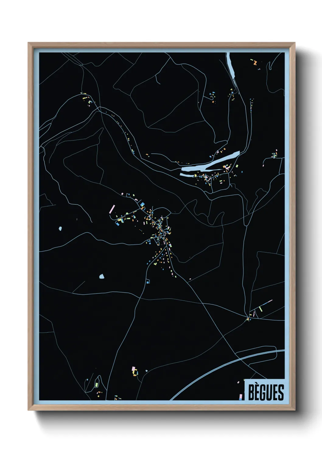 Une affiche de carte sur Bègues