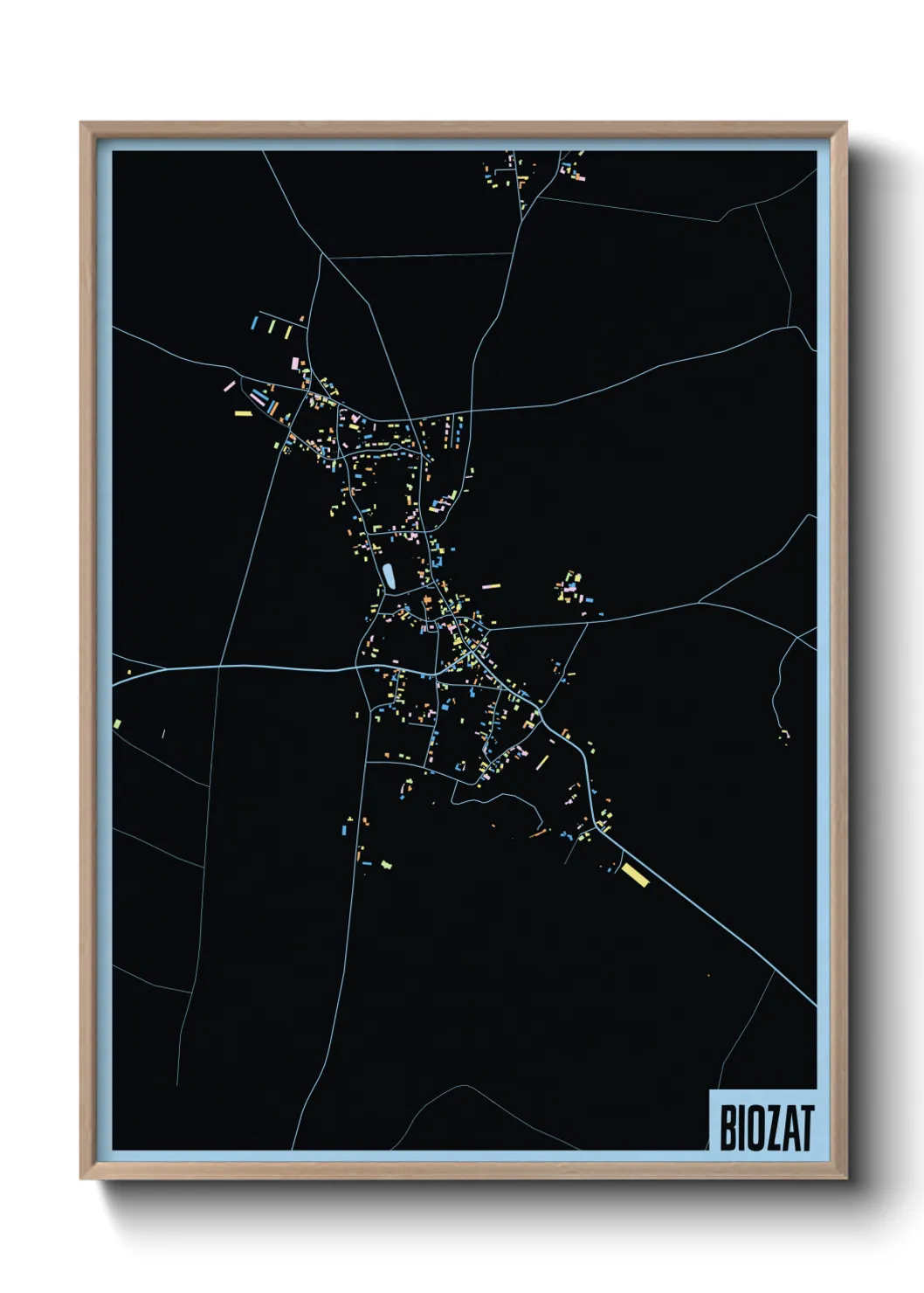 Une affiche de carte sur Biozat