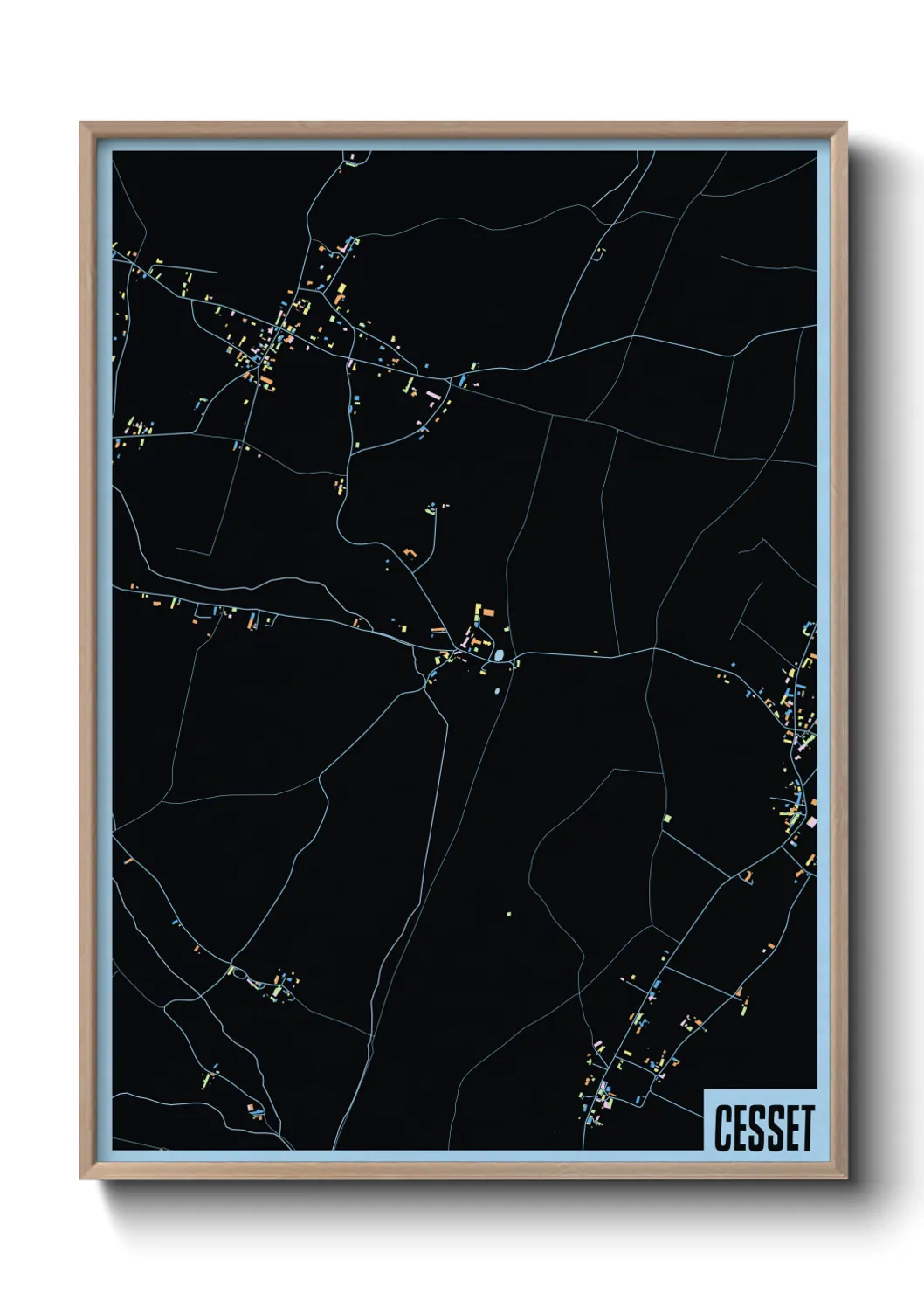 Une affiche de carte sur Cesset