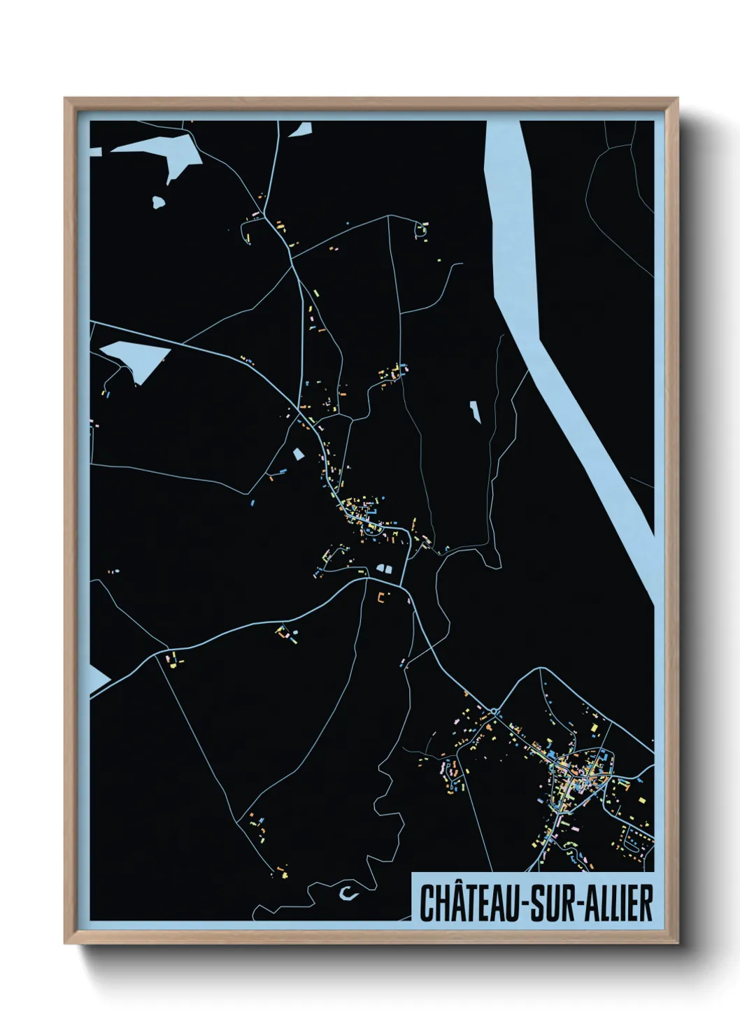 Une affiche de carte sur Château-sur-Allier