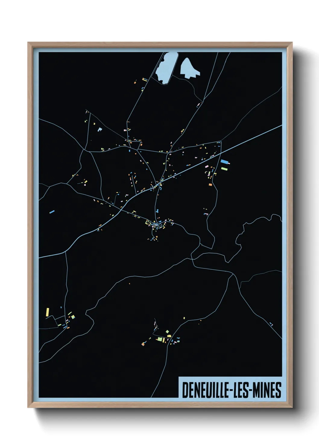 Une affiche de carte sur Deneuille-les-Mines