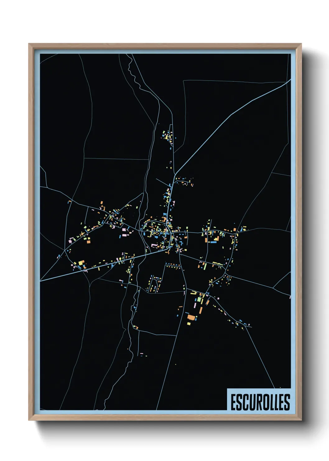 Une affiche de carte sur Escurolles