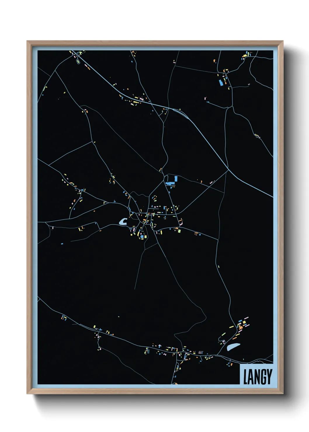 Une affiche de carte sur Langy