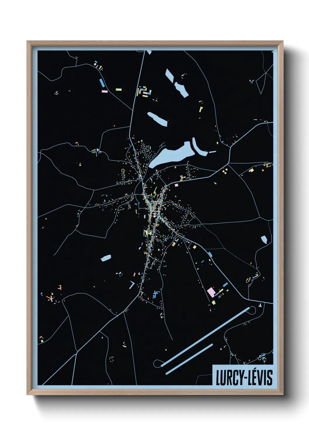 Une affiche de carte sur Lurcy-Lévis