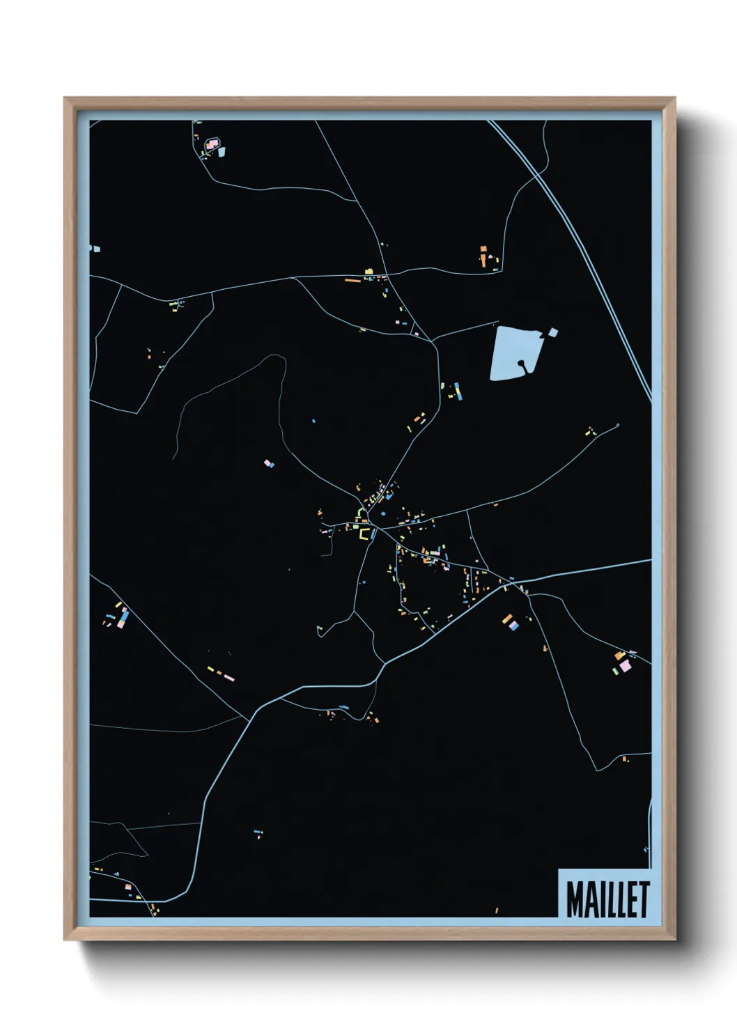 Une affiche de carte sur Maillet