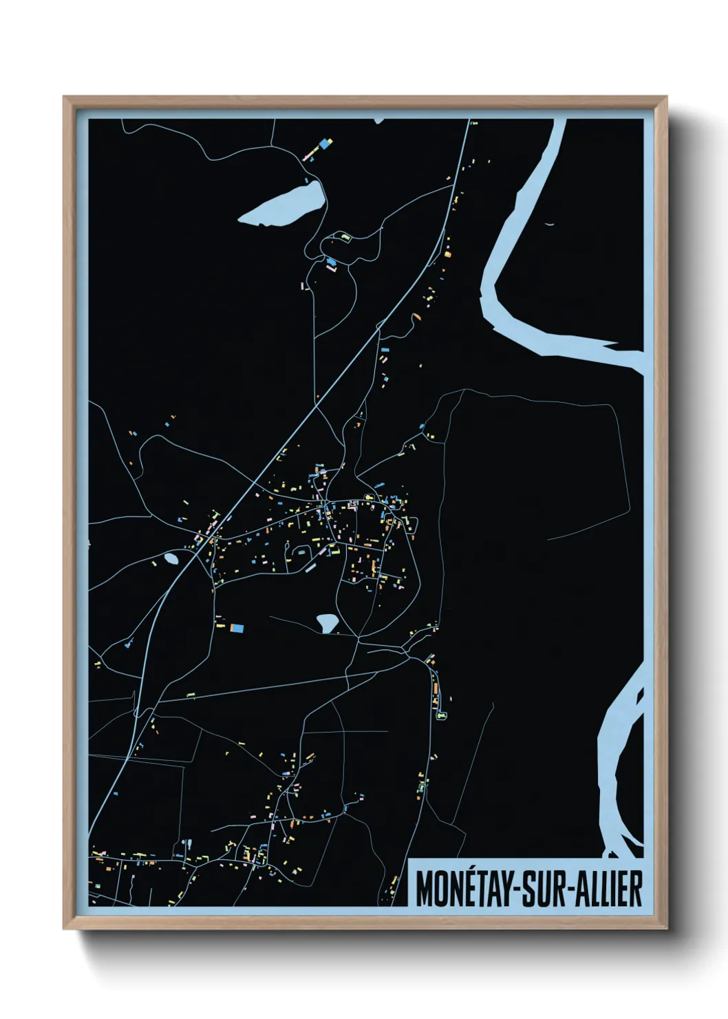 Une affiche de carte sur Monétay-sur-Allier