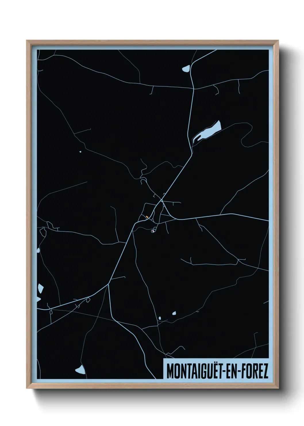 Une affiche de carte sur Montaiguët-en-Forez