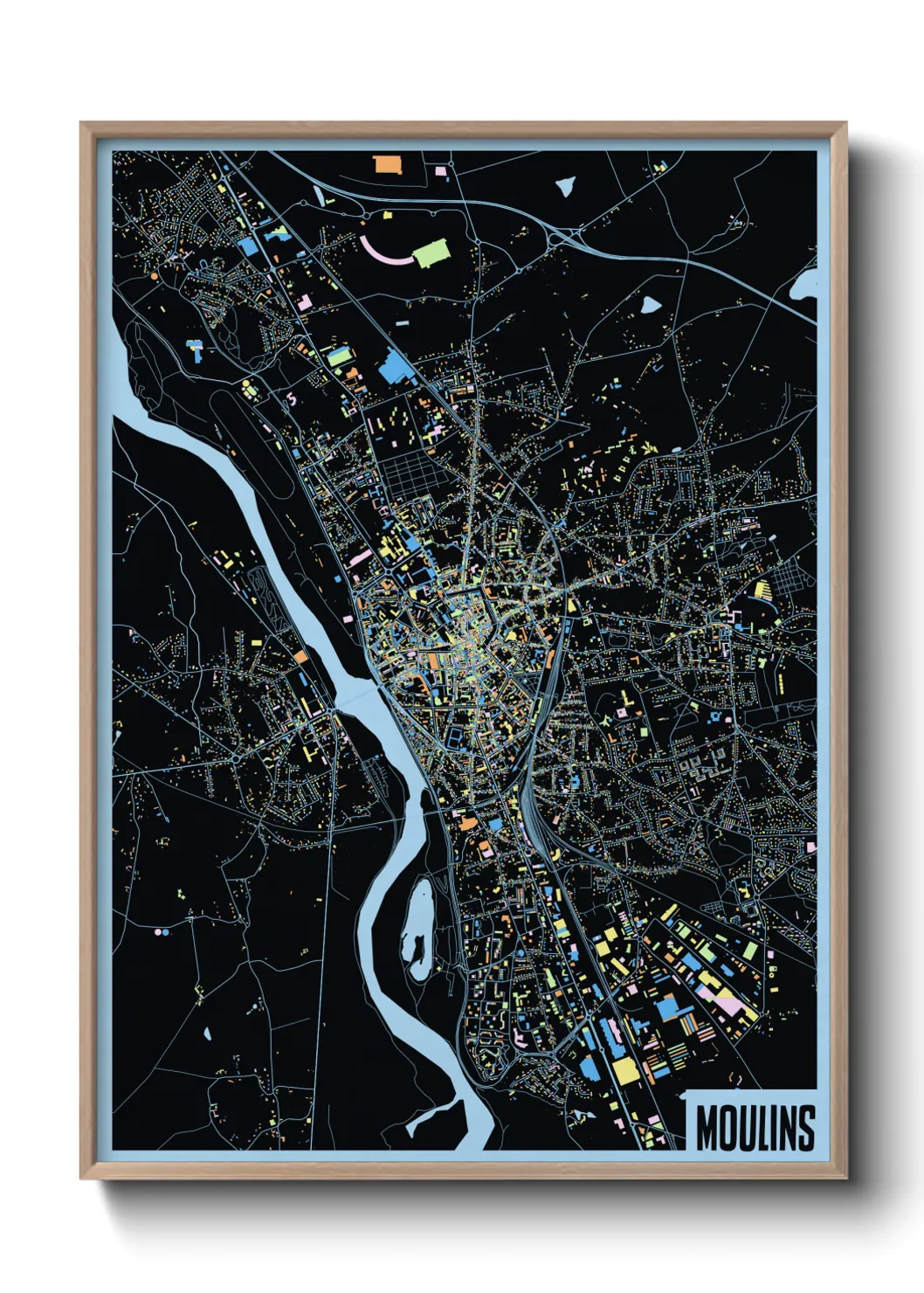 Une affiche de carte sur Moulins