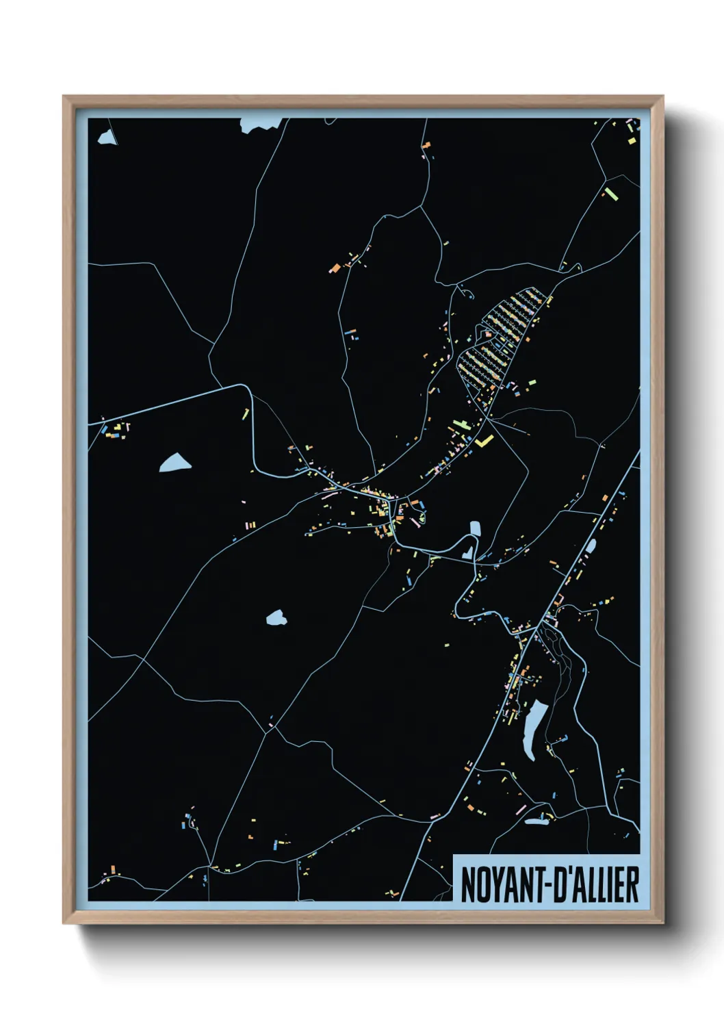 Une affiche de carte sur Noyant-d'Allier