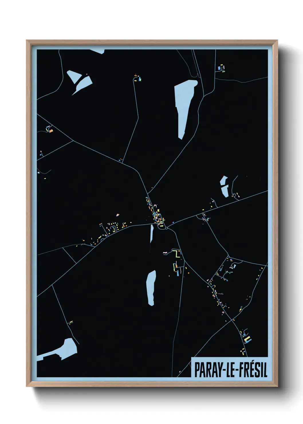 Une affiche de carte sur Paray-le-Frésil