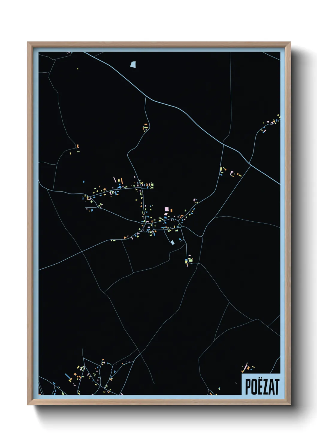 Une affiche de carte sur Poëzat