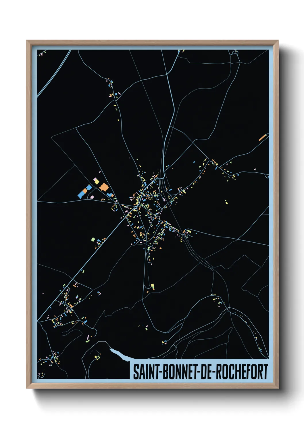 Une affiche de carte sur Saint-Bonnet-de-Rochefort