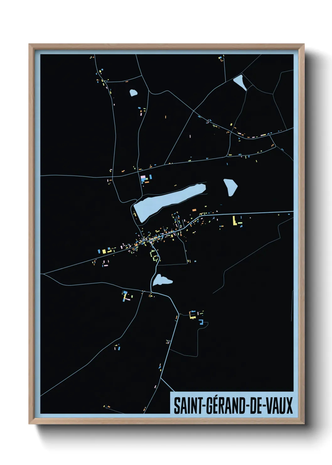 Une affiche de carte sur Saint-Gérand-de-Vaux