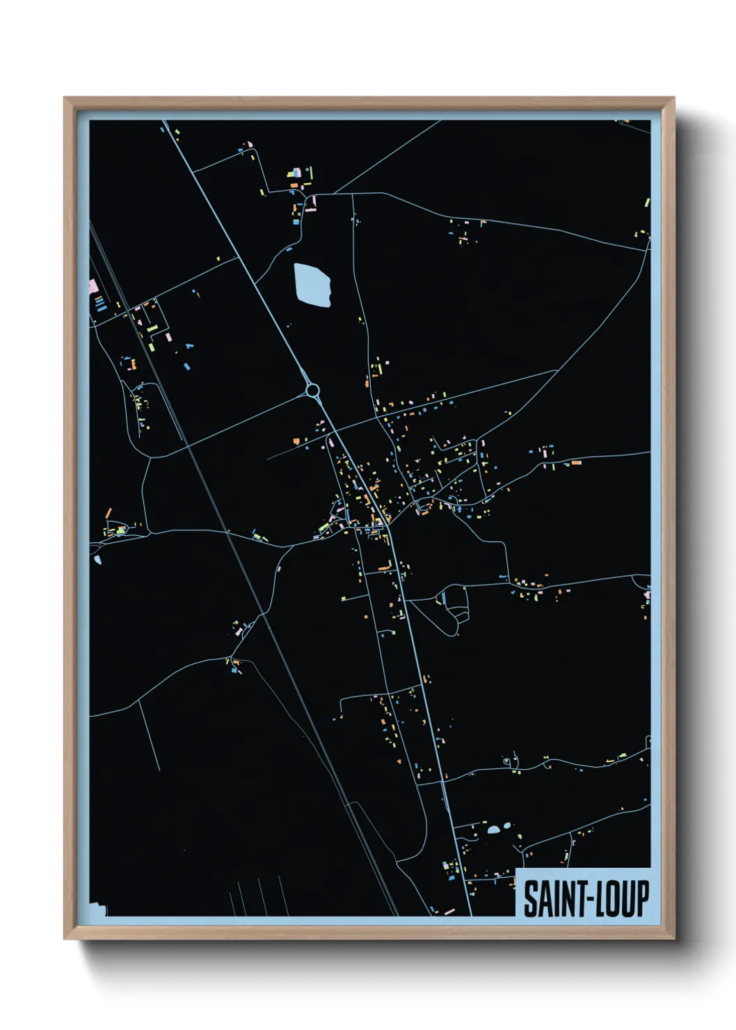 Une affiche de carte sur Saint-Loup