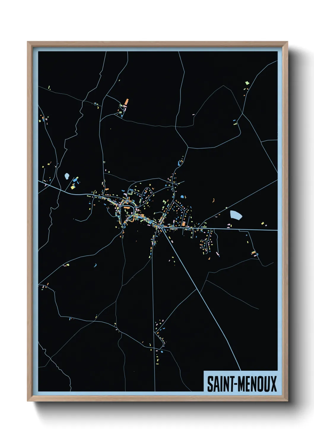 Une affiche de carte sur Saint-Menoux