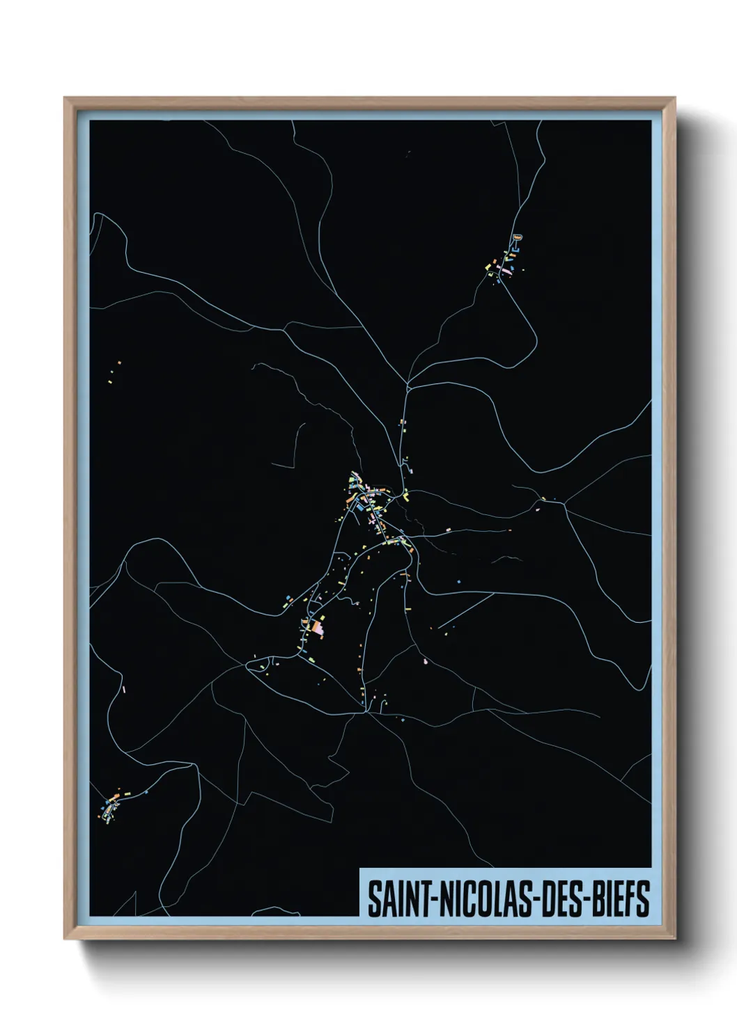 Une affiche de carte sur Saint-Nicolas-des-Biefs