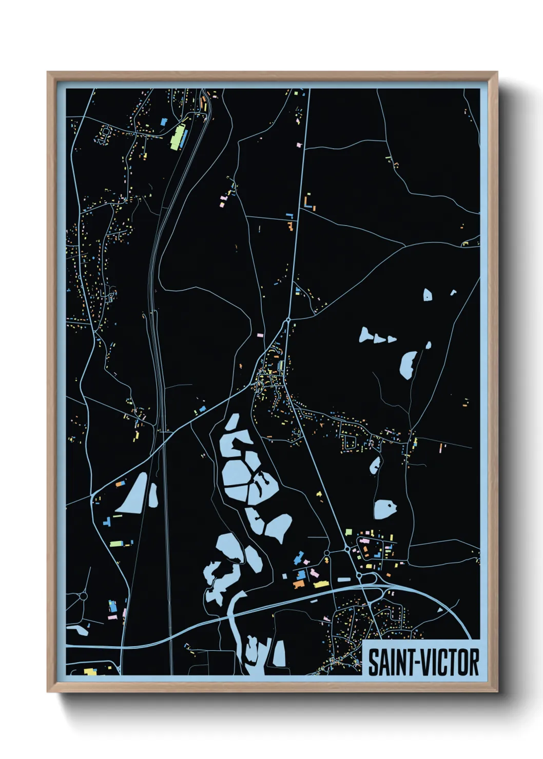 Une affiche de carte sur Saint-Victor