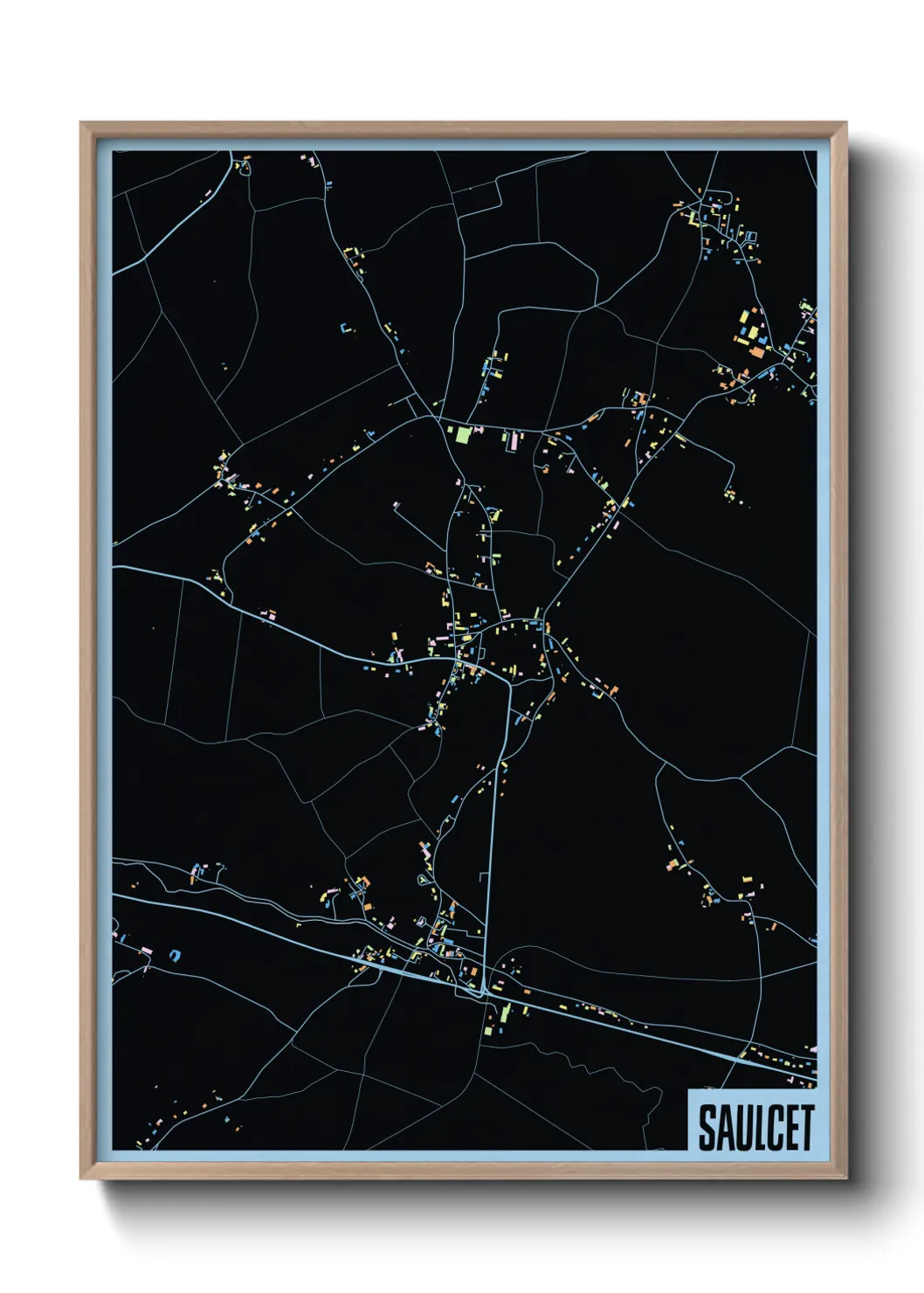 Une affiche de carte sur Saulcet