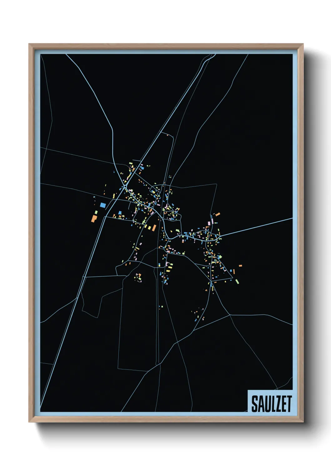 Une affiche de carte sur Saulzet