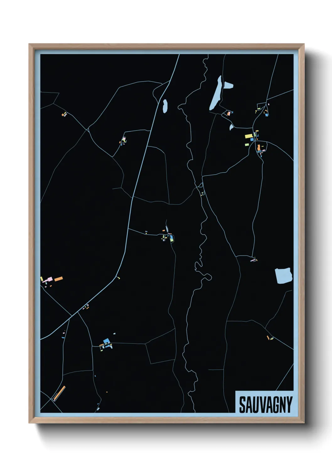 Une affiche de carte sur Sauvagny