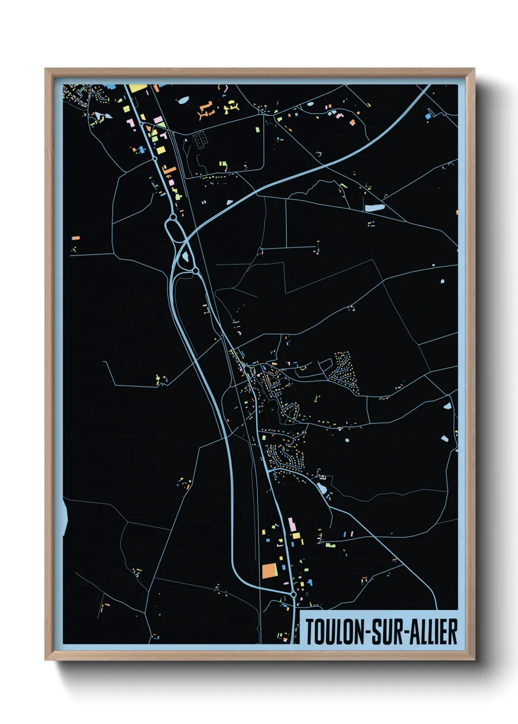 Une affiche de carte sur Toulon-sur-Allier