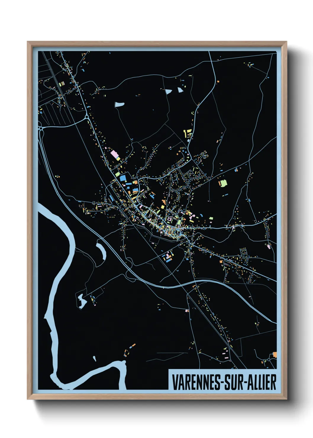 Une affiche de carte sur Varennes-sur-Allier