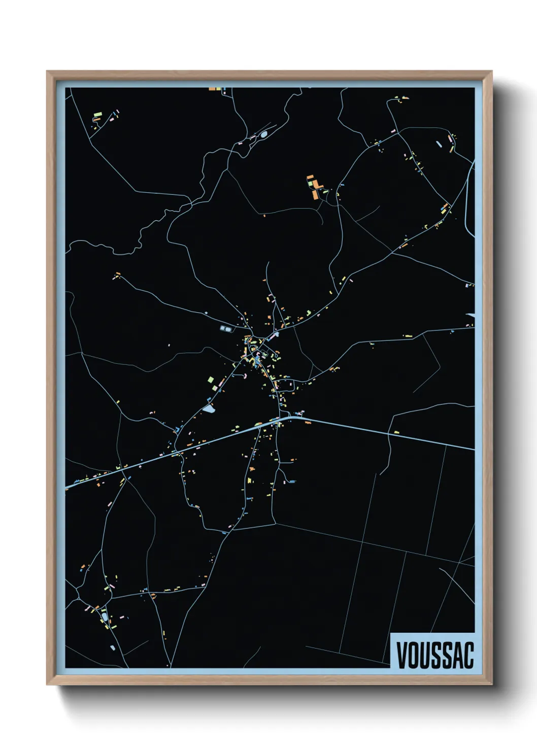 Une affiche de carte sur Voussac