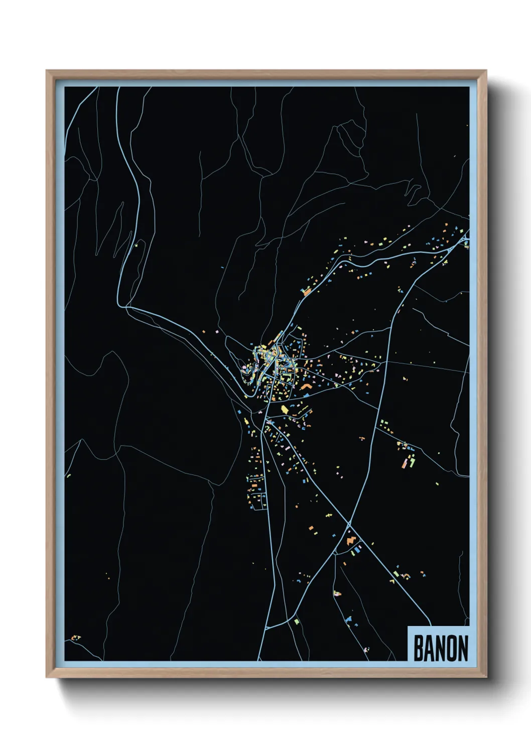 Une affiche de carte sur Banon