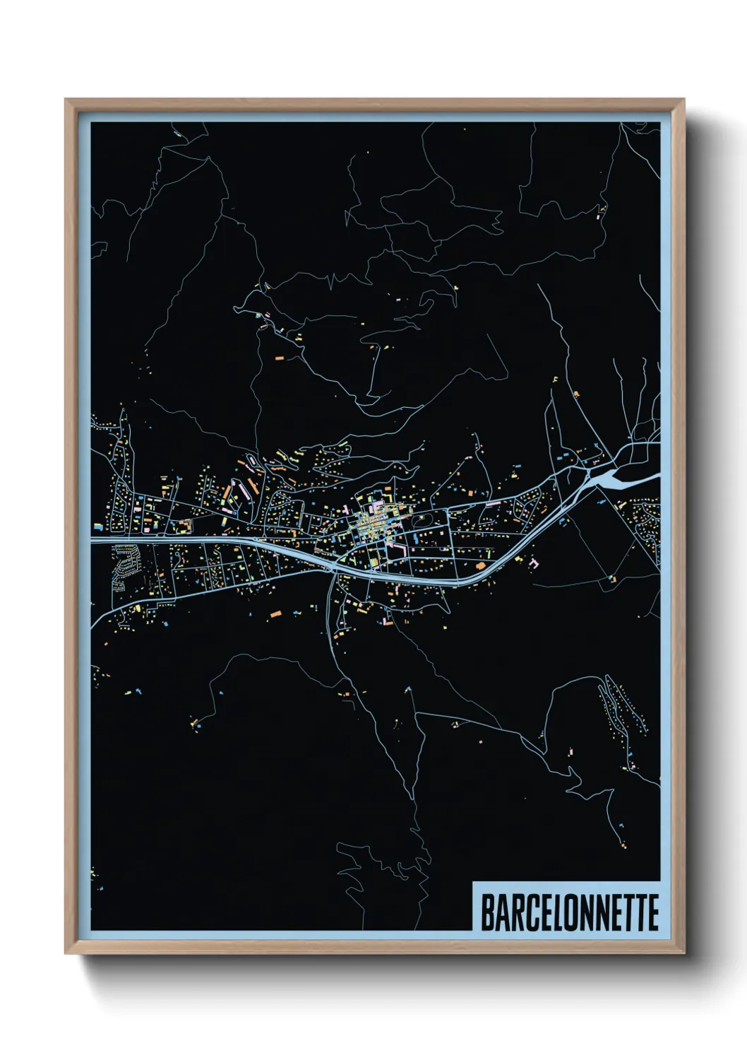 Une affiche de carte sur Barcelonnette