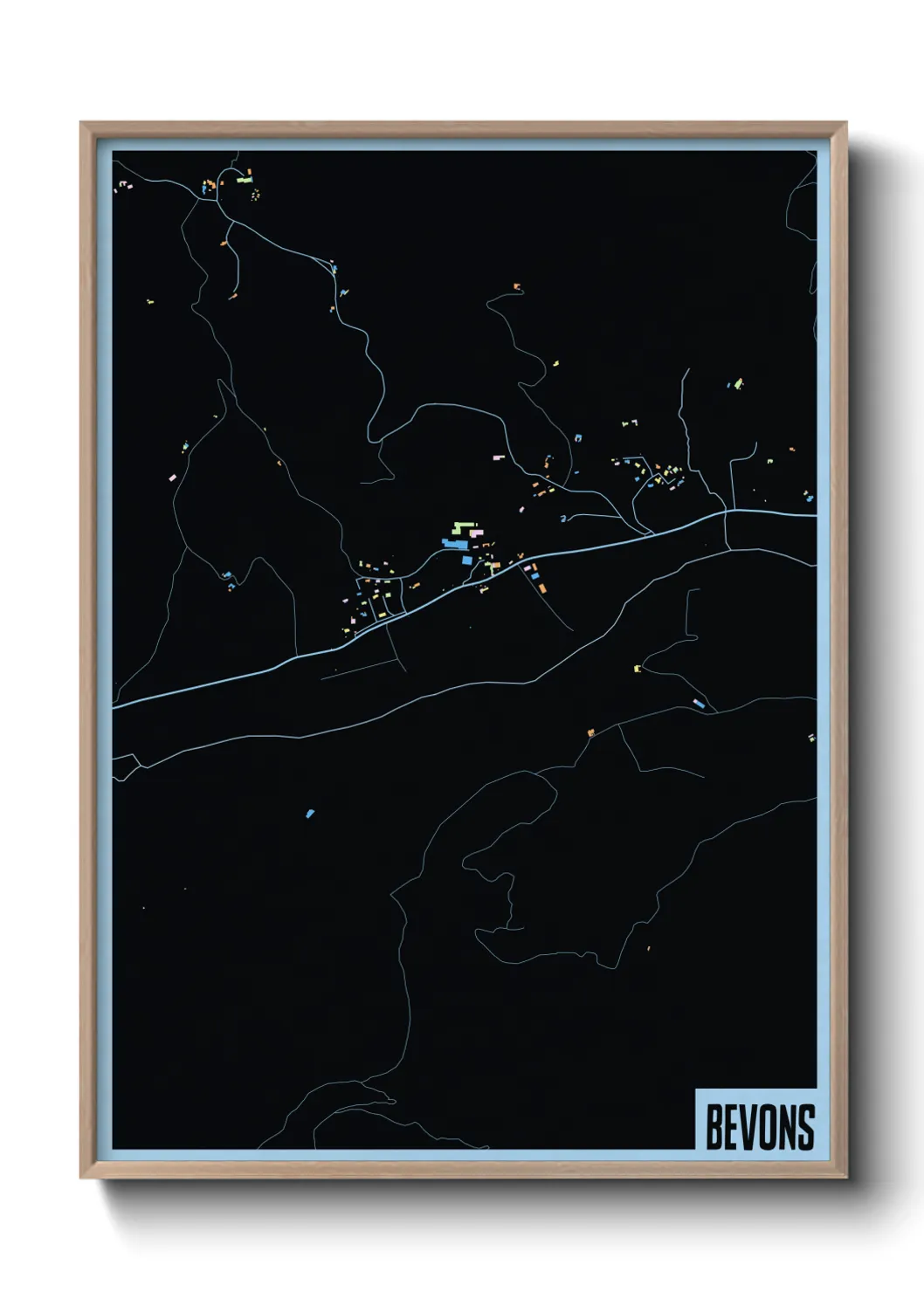 Une affiche de carte sur Bevons