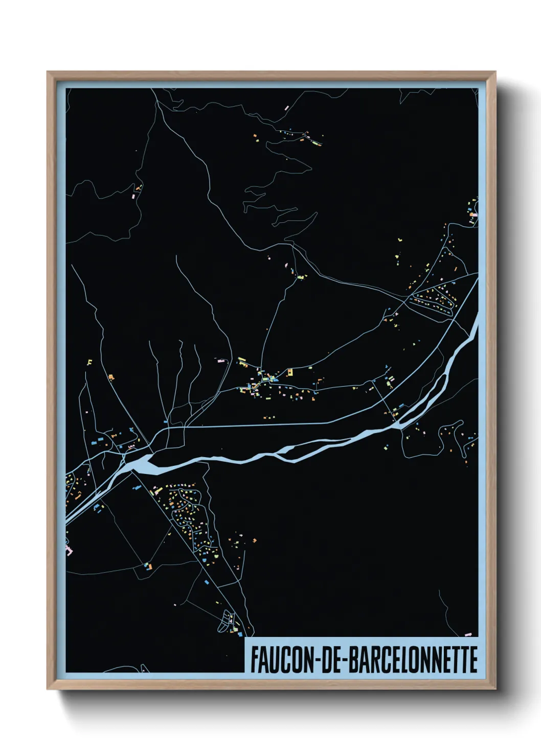Une affiche de carte sur Faucon-de-Barcelonnette