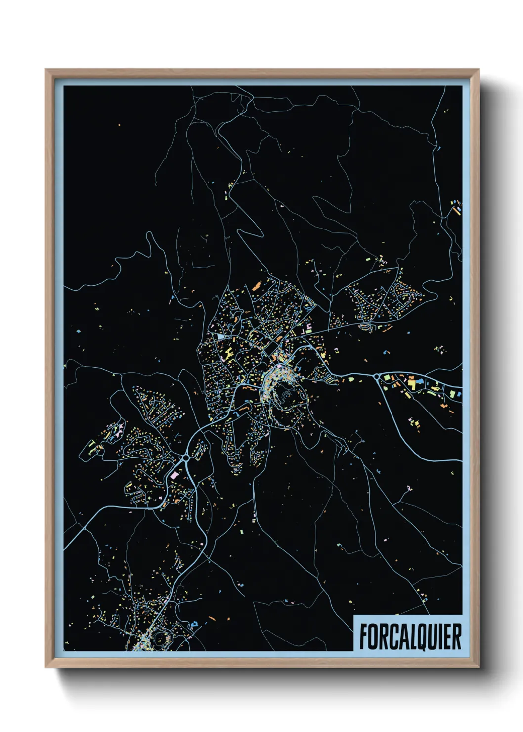 Une affiche de carte sur Forcalquier