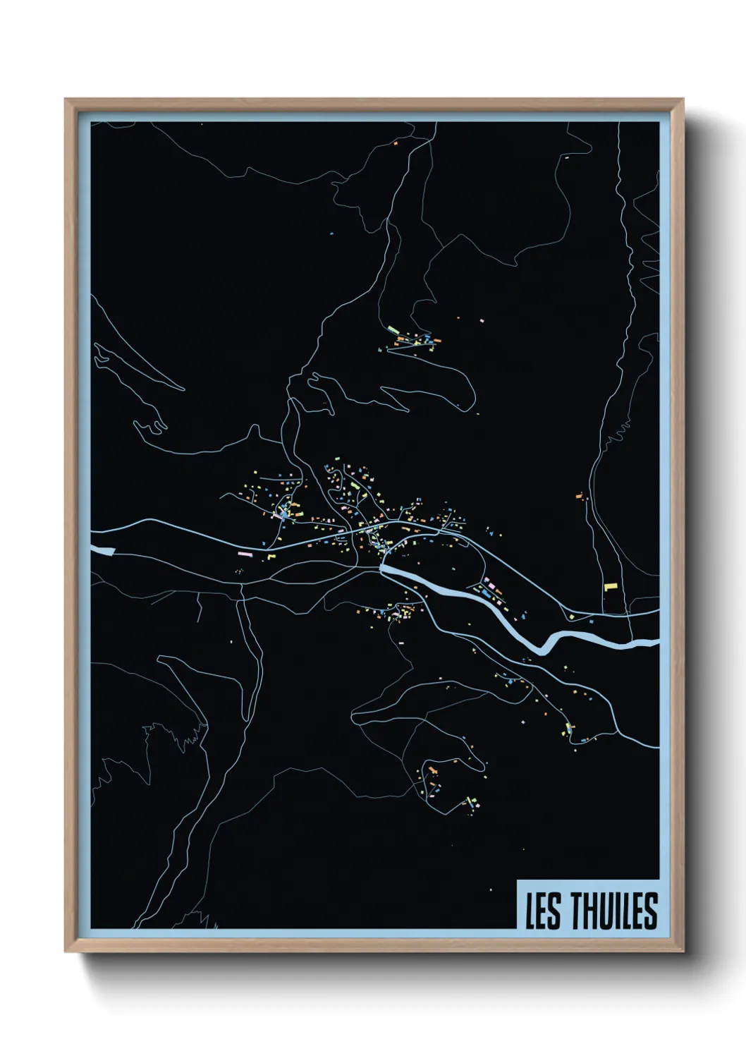 Une affiche de carte sur Les Thuiles