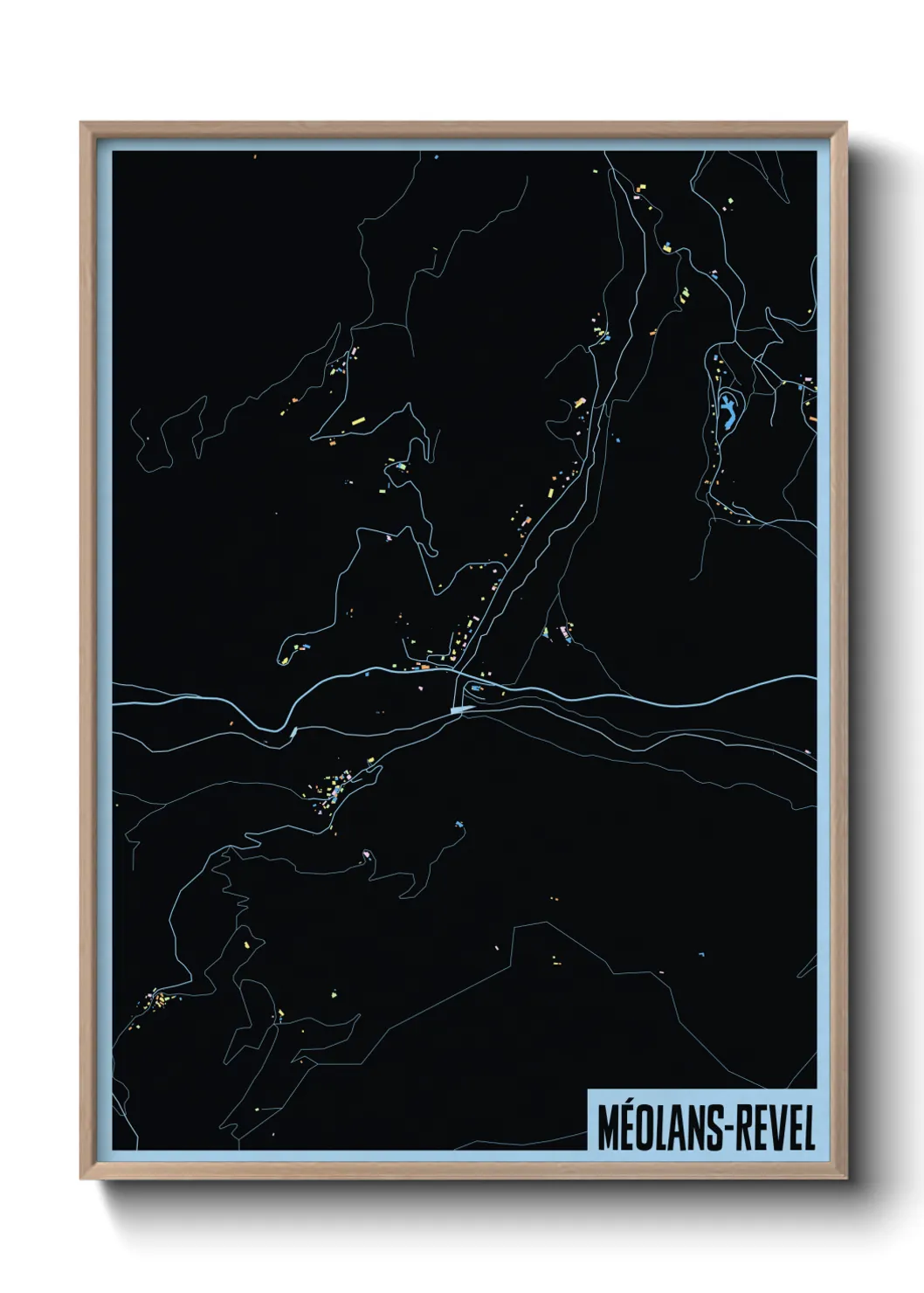 Une affiche de carte sur Méolans-Revel