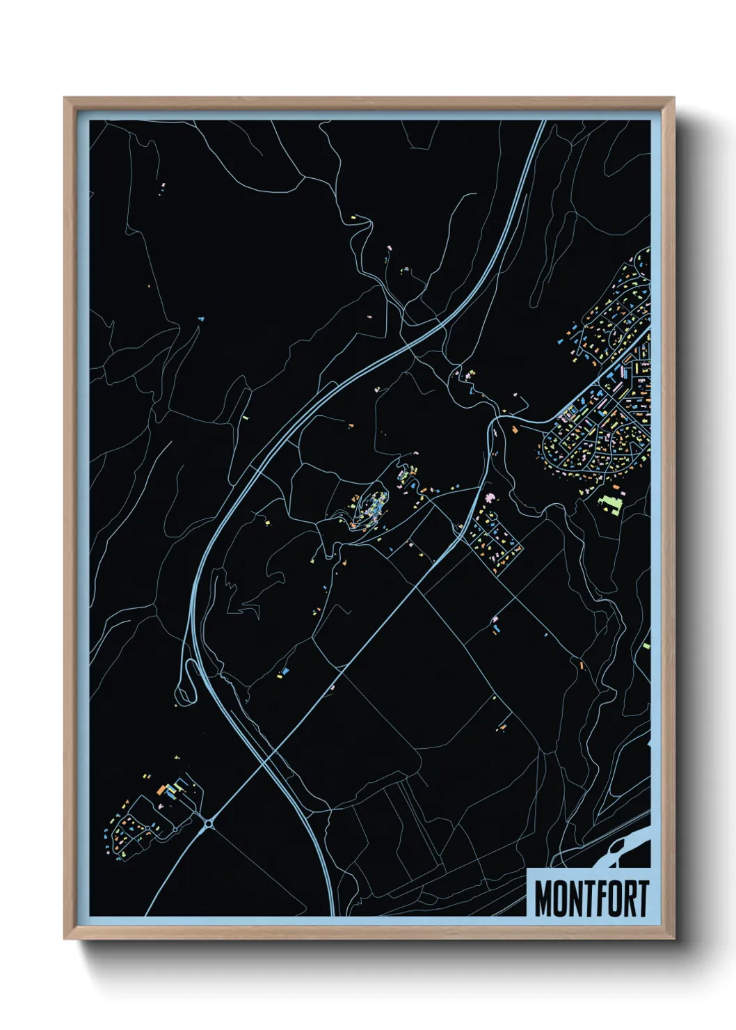 Une affiche de carte sur Montfort