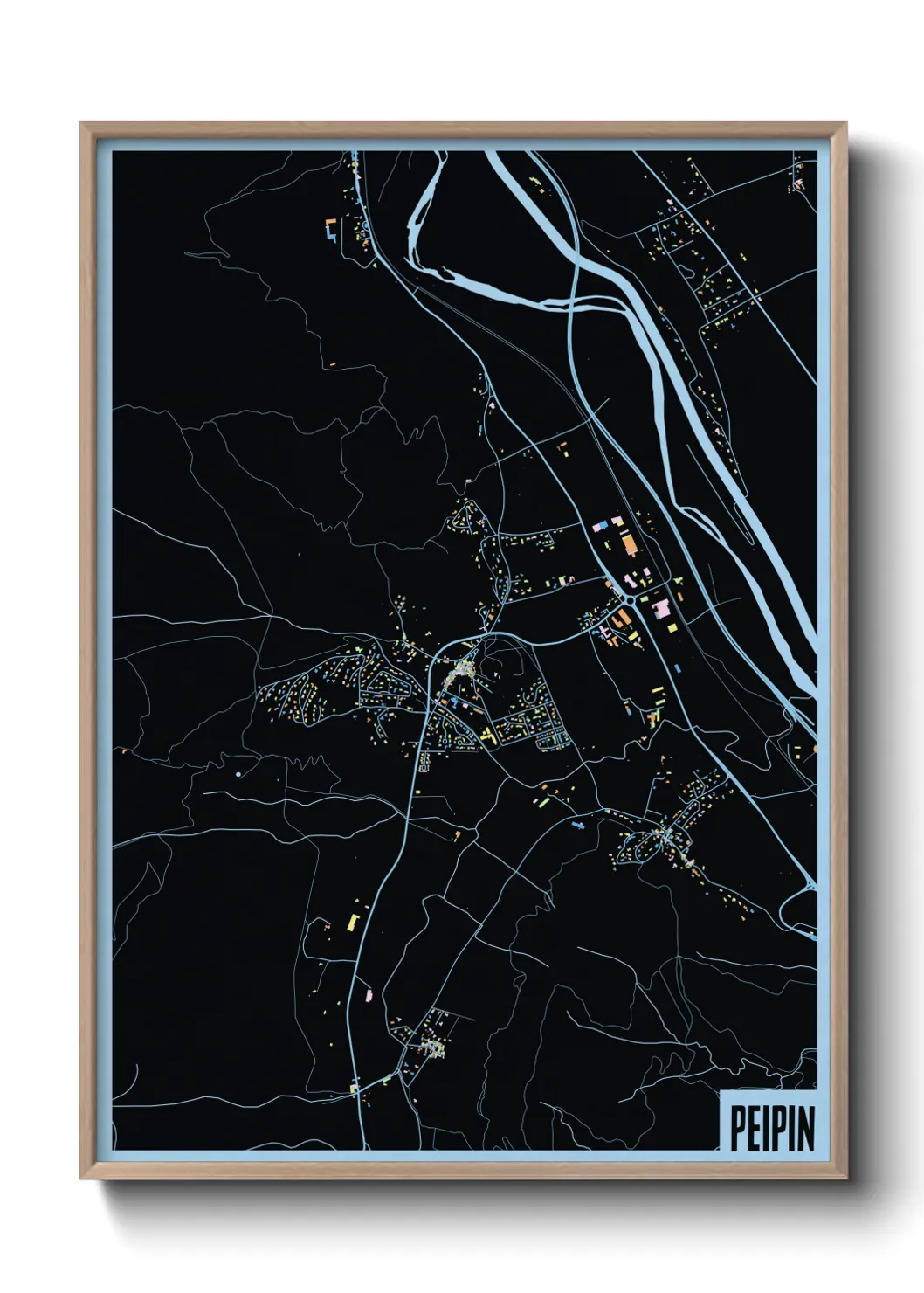 Une affiche de carte sur Peipin