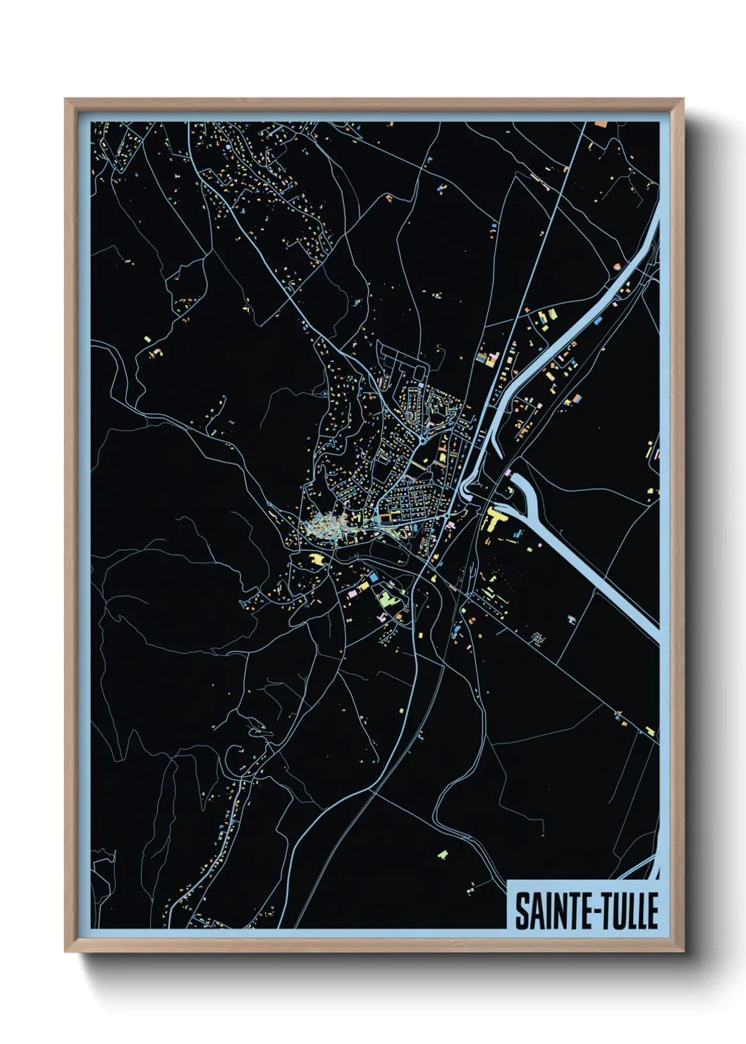 Une affiche de carte sur Sainte-Tulle