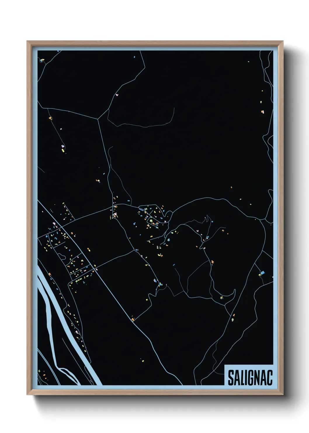 Une affiche de carte sur Salignac